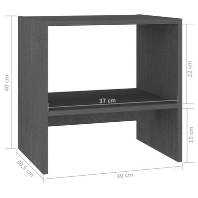 vidaXL Nočný stolík sivý 40x30,5x40 cm borovicový masív
