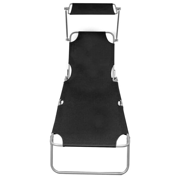 vidaXL Skladacie ležadlo so strie&scaron;kou čierne hlin&iacute;kov&eacute;