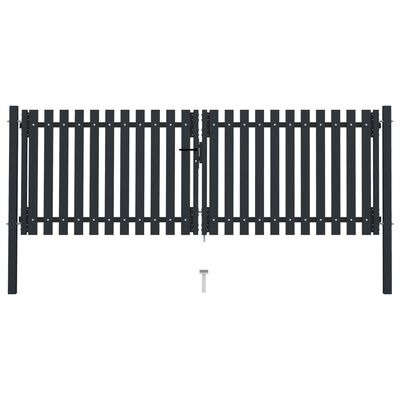 vidaXL Dvojkrídlová plotová brána, oceľ 306x150 cm, antracitová