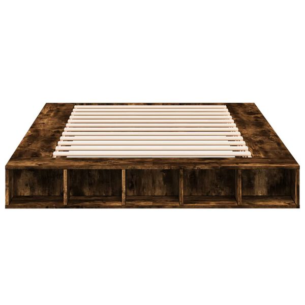 vidaXL Posteľný rám dymový dub 150x200 cm kompozitné drevo