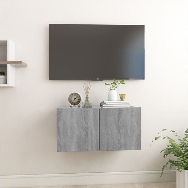 vidaXL Z&aacute;vesn&aacute; TV skrinka siv&yacute; dub sonoma 60x30x30 cm spracovan&eacute; drevo
