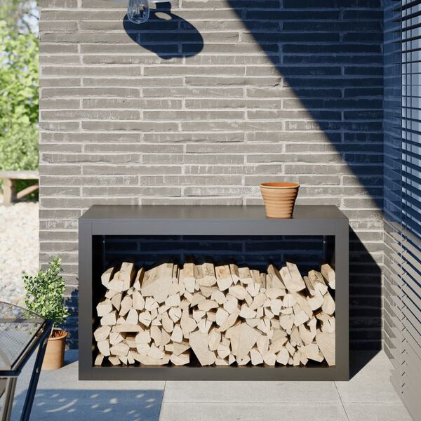 vidaXL Reg&aacute;l na krbov&eacute; drevo, antracitov&yacute; 100x40x60 cm, oceľ