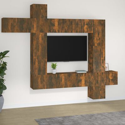 vidaXL 9-dielna súprava TV skriniek dymový dub spracované drevo
