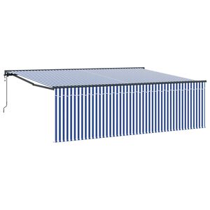 vidaXL Sklopn&aacute; mark&iacute;za Modr&aacute; a biela 400 &times; 300 cm Polyester a hlin&iacute;k