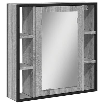 vidaXL Kúpeľ. skrinka so zrkadlom sivá sonoma 60x16x60cm kompoz. drevo