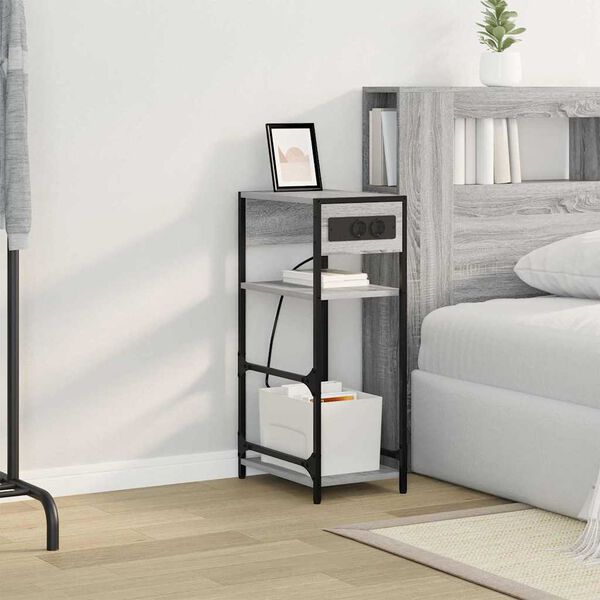 vidaXL Nočn&yacute; stol&iacute;k Siv&yacute; Sonoma 40 x 27 x 76 cm Kompozitn&eacute; drevo