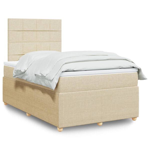 vidaXL Boxspring posteľ s matracom kr&eacute;mov&aacute; 120x190 cm l&aacute;tka