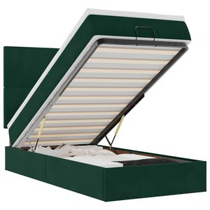 vidaXL Osmansk&yacute; r&aacute;m postele s matracmi tmavozelen&aacute; 90x200 cm zamat