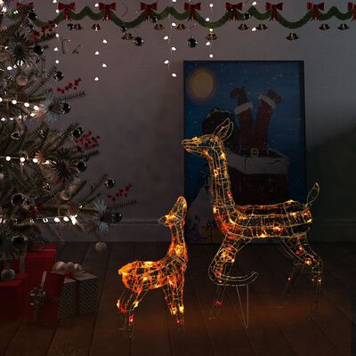 vidaXL Akrylová sobia rodinka vianočná dekorácia 160 LED farebná