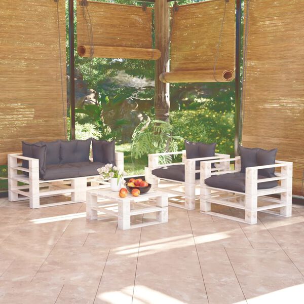 vidaXL 5-dielna z&aacute;hradn&aacute; sedacia s&uacute;prava z paliet+podložky, borovica