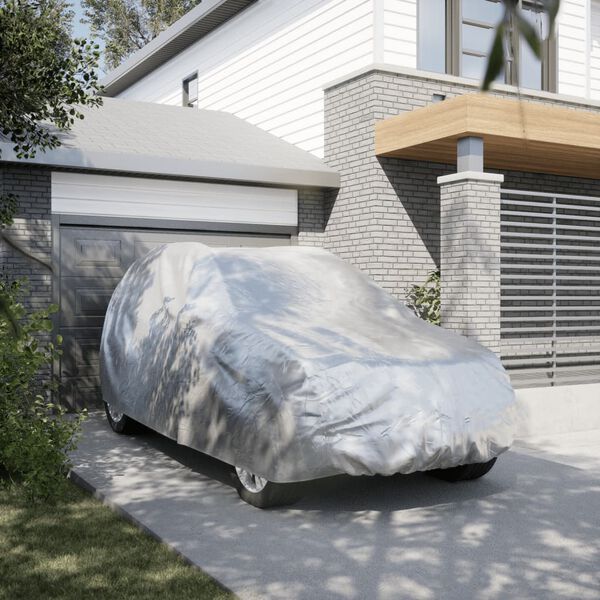 vidaXL Plachta na auto pre SUV s popruhmi pln&aacute; strieborn&aacute; XL PEVA