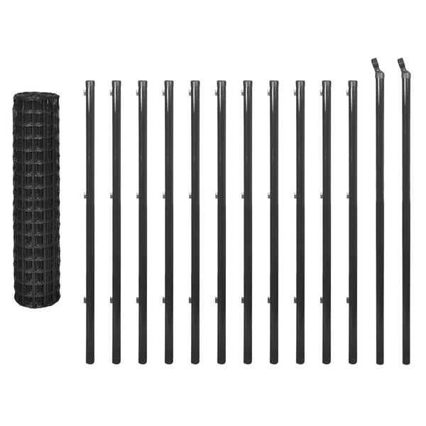 vidaXL Euro plot, oceľ 25x1,2 m, siv&yacute;