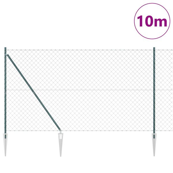 vidaXL Stĺp na plot. Zelen&aacute; 10 x 1,6 m (60 x 60 mm sieť) Ocel a PVC