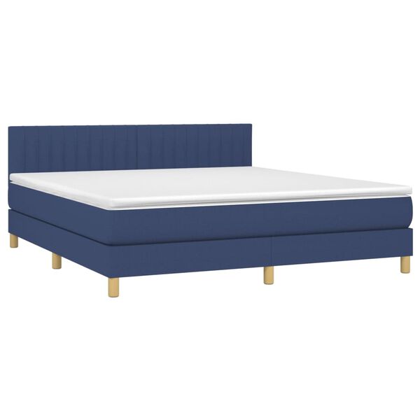 vidaXL Posteľn&yacute; r&aacute;m boxspring s matracom modr&yacute; 160x200 cm l&aacute;tka