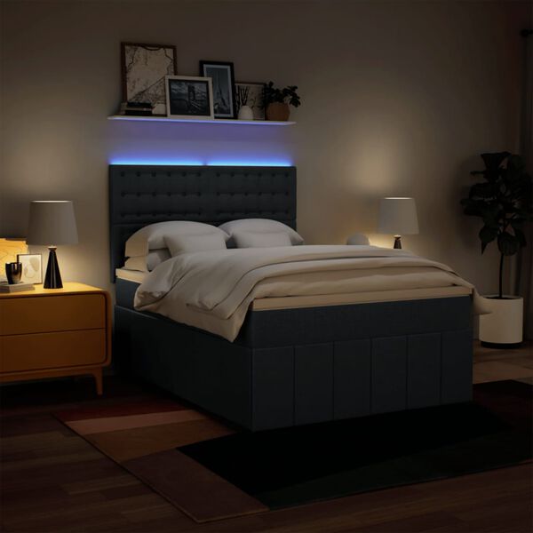 vidaXL Posteľn&yacute; r&aacute;m boxspring s matracom modr&yacute; 140x200 cm l&aacute;tka