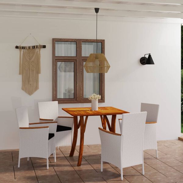 vidaXL 5-dielna z&aacute;hradn&aacute; jed&aacute;lensk&aacute; s&uacute;prava biela