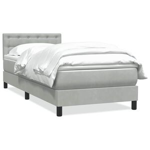 vidaXL Posteľn&yacute; r&aacute;m boxspring s matracom Svetlosiv&aacute; 80x210 cm zamat