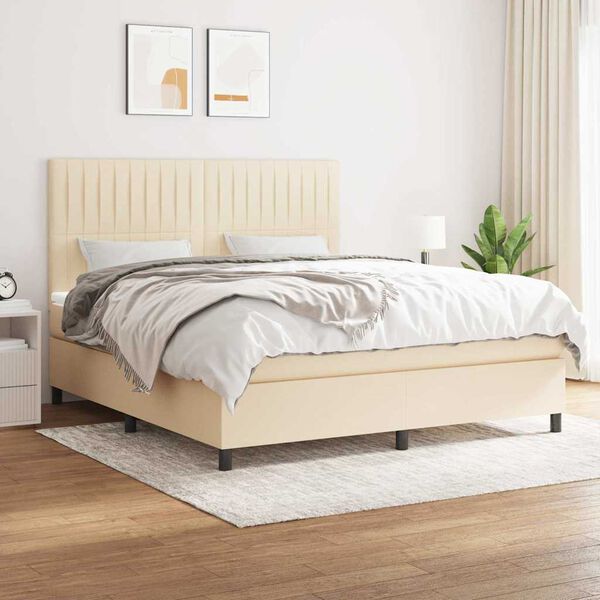 vidaXL Posteľn&yacute; r&aacute;m boxspring s matracom kr&eacute;mov&yacute; 160x200 cm l&aacute;tka