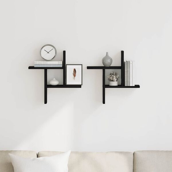 vidaXL N&aacute;stenn&eacute; police 2 ks čierne dub 38x12x38 cm kompozitn&eacute; drevo