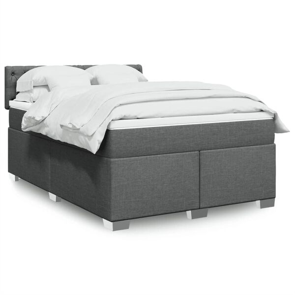 vidaXL Boxspring posteľ s matracom tmavosiv&aacute; 140x190 cm l&aacute;tka