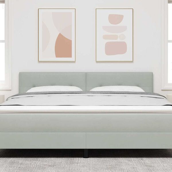 vidaXL LED hlavov&aacute; doska s čelnou doskou Svetlosiv&aacute; 180 cm Polyester