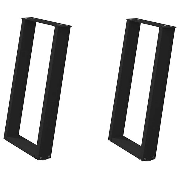 vidaXL Nohy k jedálenskému stolu v tvare U, 2 ks, čierne, 60 x (72-73) cm, oceľové