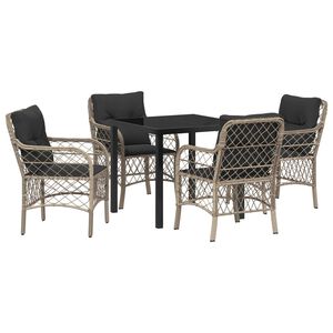 vidaXL Z&aacute;hradn&yacute; jed&aacute;lensk&yacute; set s vank&uacute;&scaron;om 5 pcs Svetlosiv&aacute; polyratan