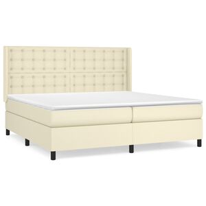 vidaXL Boxspring posteľ s matracom kr&eacute;mov&aacute; 200x200 cm umel&aacute; koža