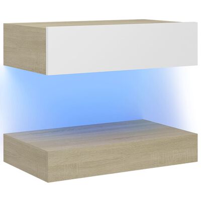 vidaXL Nočný stolík biely a dub sonoma 60x35 cm drevotrieska