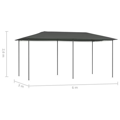 vidaXL Altánok 3x6x2,6 m antracitový 160 g/m²