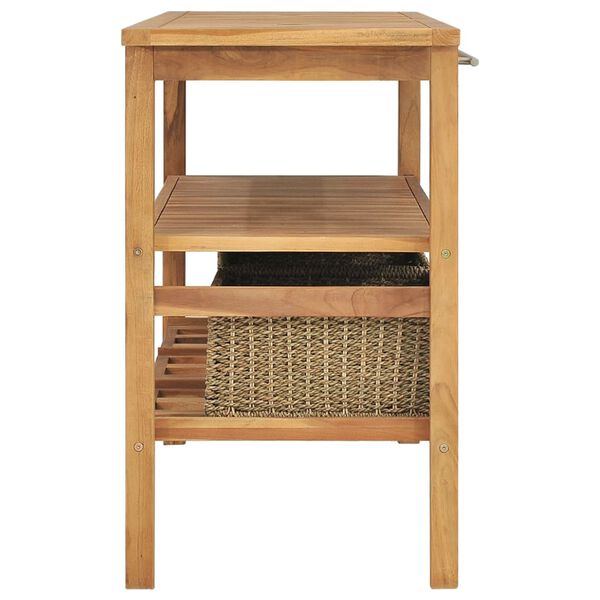 vidaXL Skrinka do kúpeľne s 3 košíkmi tíkový masív 132x45x75 cm