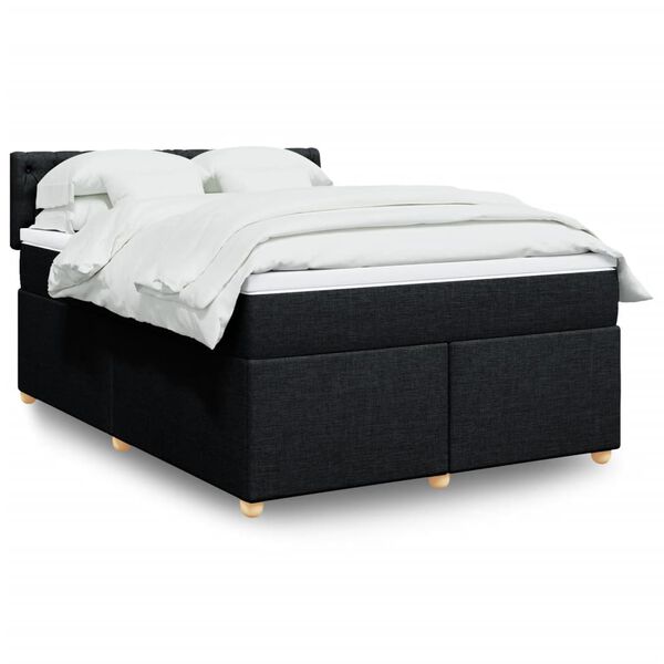 vidaXL Posteľn&yacute; r&aacute;m boxspring s matracom čierny 160x200 cm l&aacute;tka