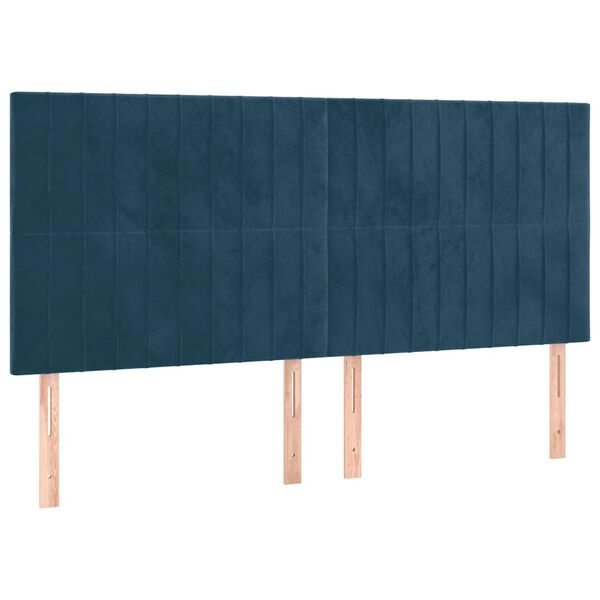 vidaXL Čelo postele tmavomodr&eacute; 200x5x118/128 cm zamatov&eacute;