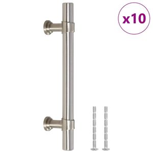 vidaXL Rukov&auml;te na skrinku 10 ks strieborn&eacute; 96 mm nehrdzavej&uacute;ca oceľ