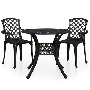 vidaXL 3-dielna bistro s&uacute;prava liaty hlin&iacute;k čierna