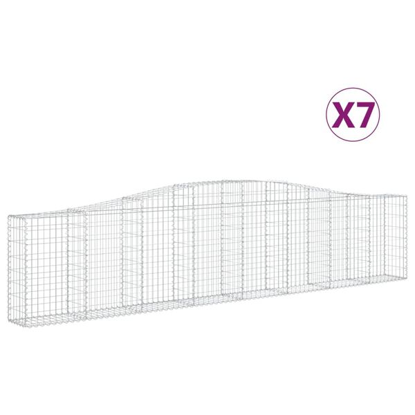 vidaXL Oblúkové gabionové koše 7 ks 400x30x80/100cm pozinkované železo