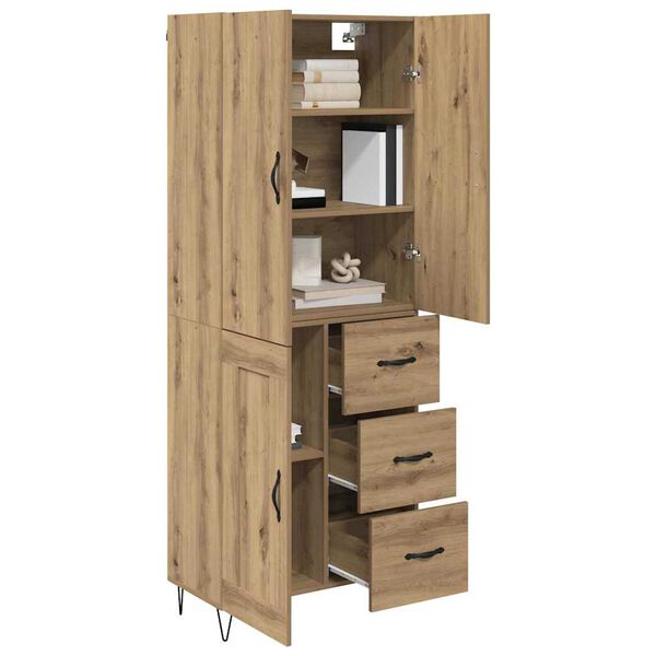 vidaXL Highboard 2 pcs Remeseln&yacute; dub Kon&scaron;trukčn&eacute; drevo a sklo