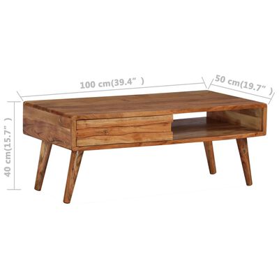 vidaXL Drevený konferenčný stolík, vyrezávaná zásuvka, 100x50x40 cm