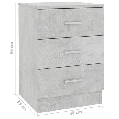 vidaXL Nočný stolík, betónovo sivý 38x35x56 cm, kompozitné drevo