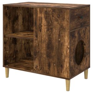 vidaXL Mačka Dom Dymov&aacute; dub 72 x 42.5 x 70 cm Kompozitn&eacute; drevo