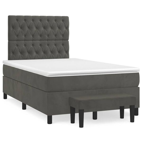 vidaXL Boxspring posteľ s matracom, tmavosiv&aacute; 120x190 cm, zamat