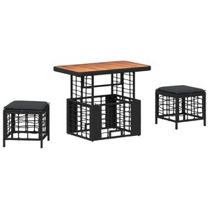 vidaXL Z&aacute;hradn&yacute; jed&aacute;lensk&yacute; set s vank&uacute;&scaron;om 3 pcs Čierna a &Scaron;ed&aacute;
