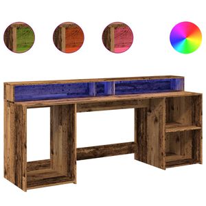 vidaXL St&ocirc;l s LED svetlami star&eacute; drevo 200x55x91 cm kompozitn&eacute; drevo