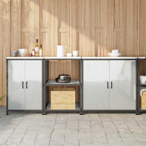 vidaXL Kuchynský úložný set 3 pcs Strieborná Pozinkovaná oceľ