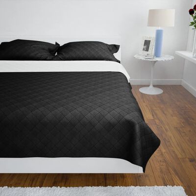 Obojstranná posteľná prikrývka, čierno/biela, 170 x 210 cm