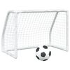 vidaXL Detsk&eacute; futbalov&eacute; br&aacute;nky 2 ks s loptou biele 64x35x48 cm kovov&eacute;
