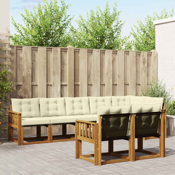 vidaXL Z&aacute;hradn&aacute; s&uacute;prava gaučov s vank&uacute;&scaron;om 8 pcs Pr&iacute;rodn&aacute; a kr&eacute;mov&aacute;