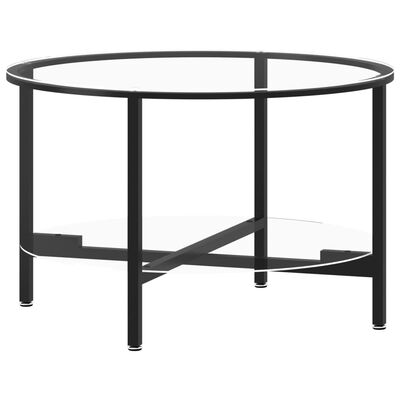 vidaXL Čajový stolík čierny a priehľadný 70 cm tvrdené sklo