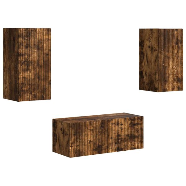 vidaXL Zostava TV skriniek N&aacute;stenn&yacute; 6 pcs Dymov&aacute; dub Kompozitn&eacute; drevo