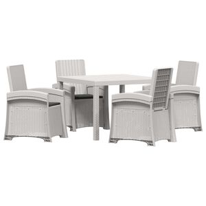 vidaXL Z&aacute;hradn&yacute; jed&aacute;lensk&yacute; set 5 ks Biela a antracitov&aacute; PP